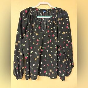 Old Navy Black Floral Blouse
